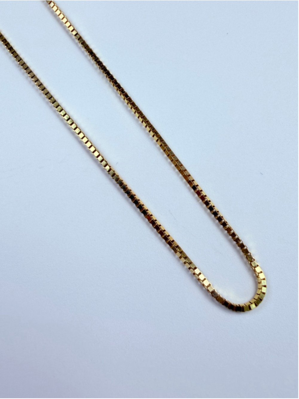 14K Solid Yellow Gold 1MM Box Link Chain Necklace 16.25"
